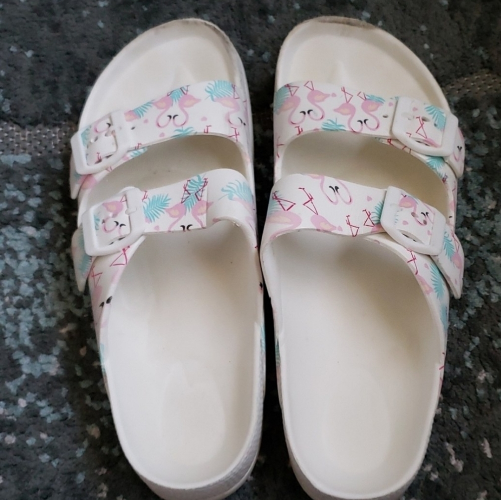 FUNKYMONKEY Women's Comfort Slides Double Buckle Adjustable EVA Flat Sandals